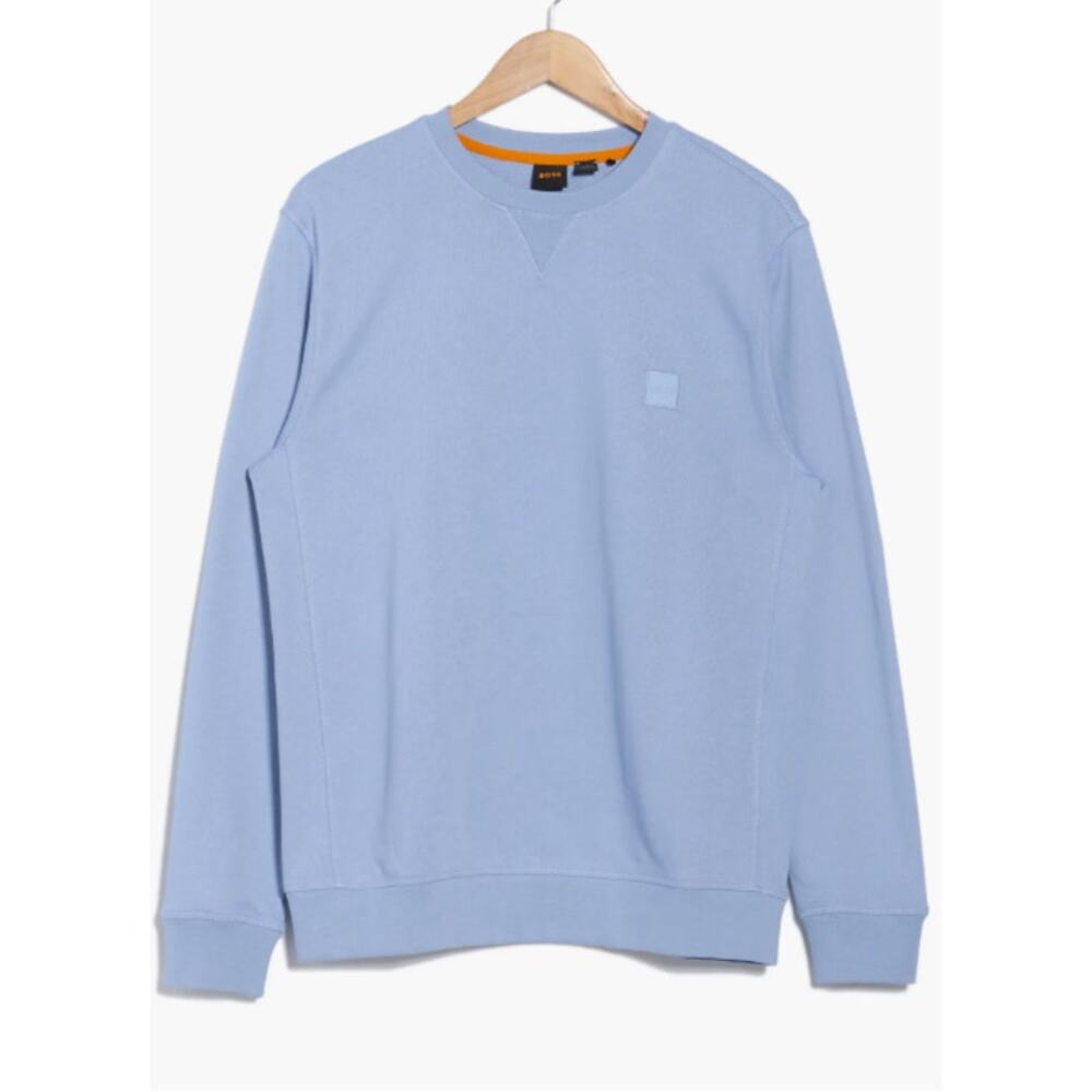 New Hugo BOSS  French Terry 100% Cotton Pullover Sweater, light blue Size XXL